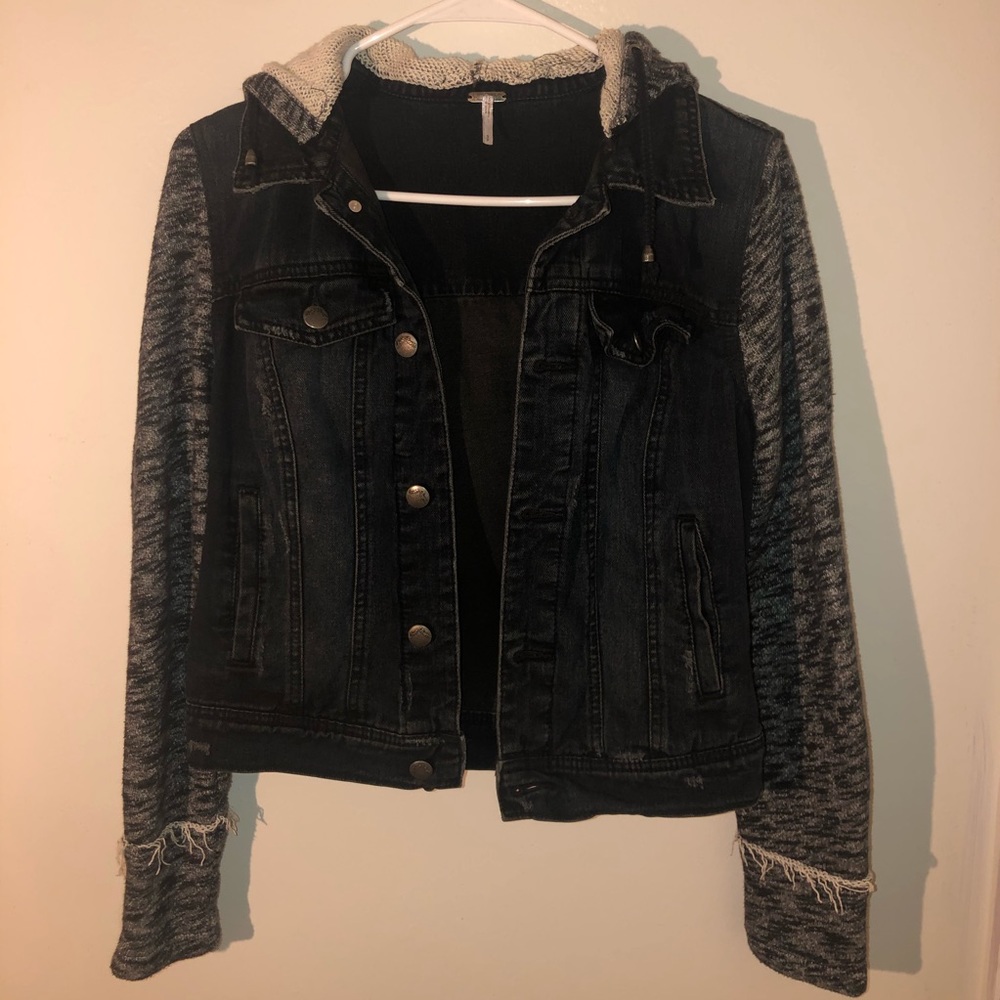 Free people knit hooded denim jacket